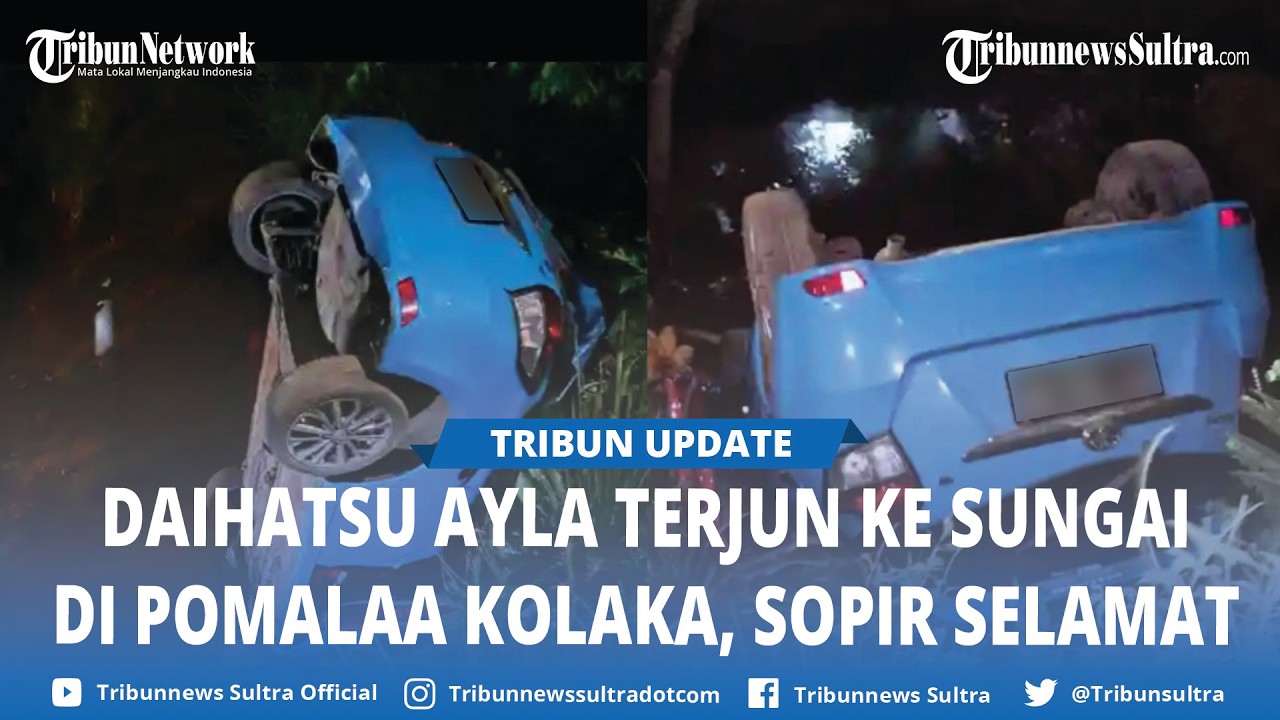 Mobil Daihatsu Ayla yang Terperosok ke Sungai di Pomalaa Kolaka Dievakuasi Pakai Boom Truck