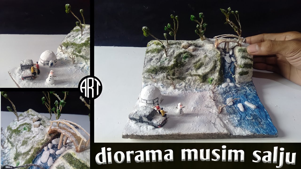 Cara membuat diorama musim salju // winter diorama // tutorial diorama