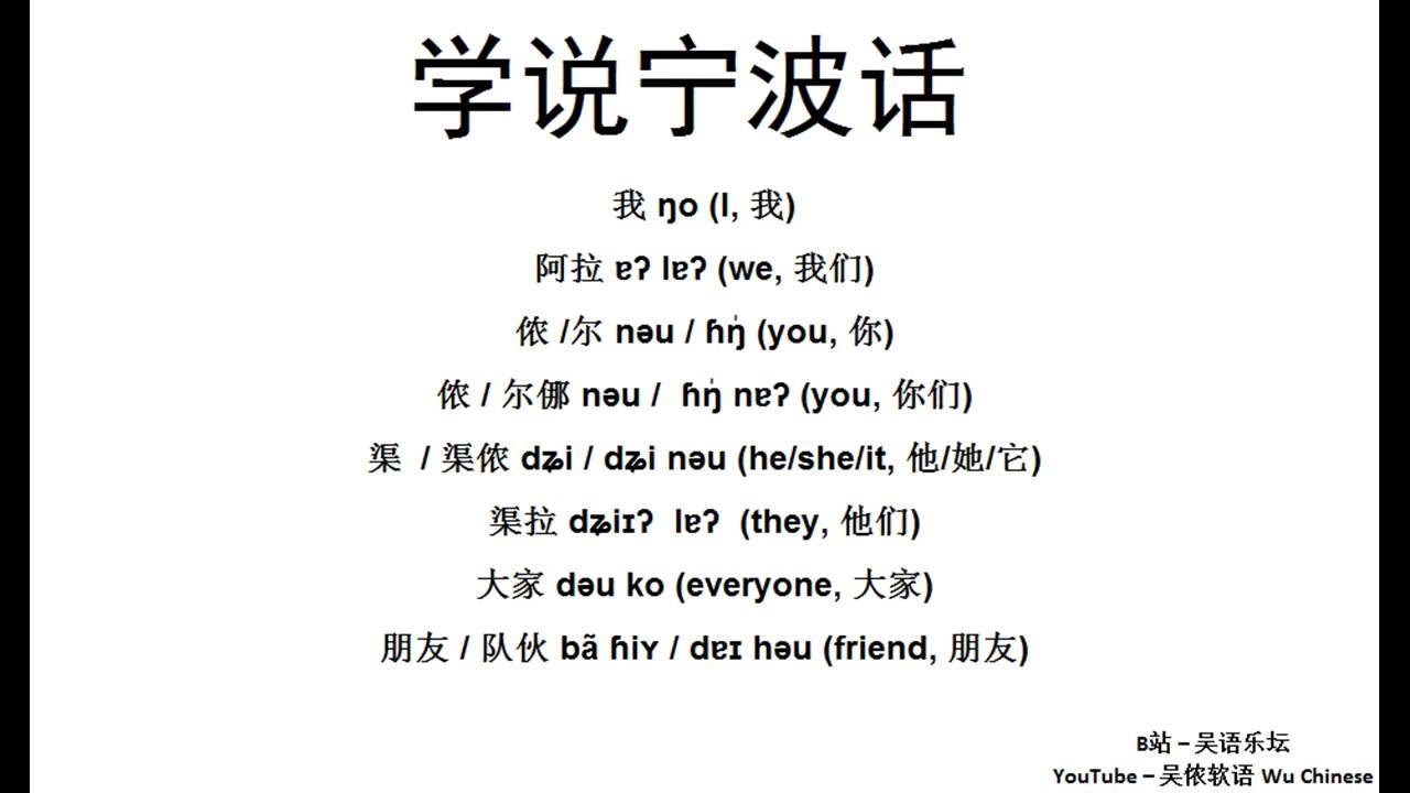学说宁波话  1.基础词汇 - Learn Ningbo Dialect #1 Basic Vocabulary