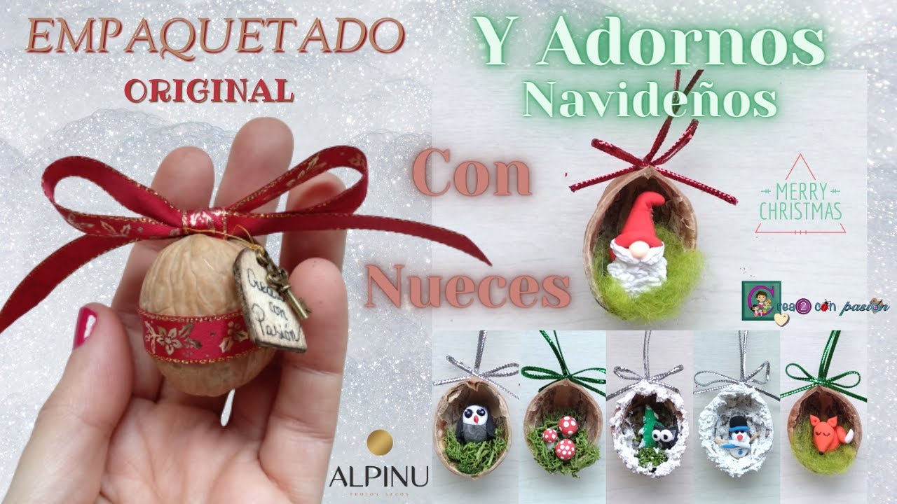 EMPAQUETADO REGALO Y ADORNOS NAVIDEÑOS CON NUECES