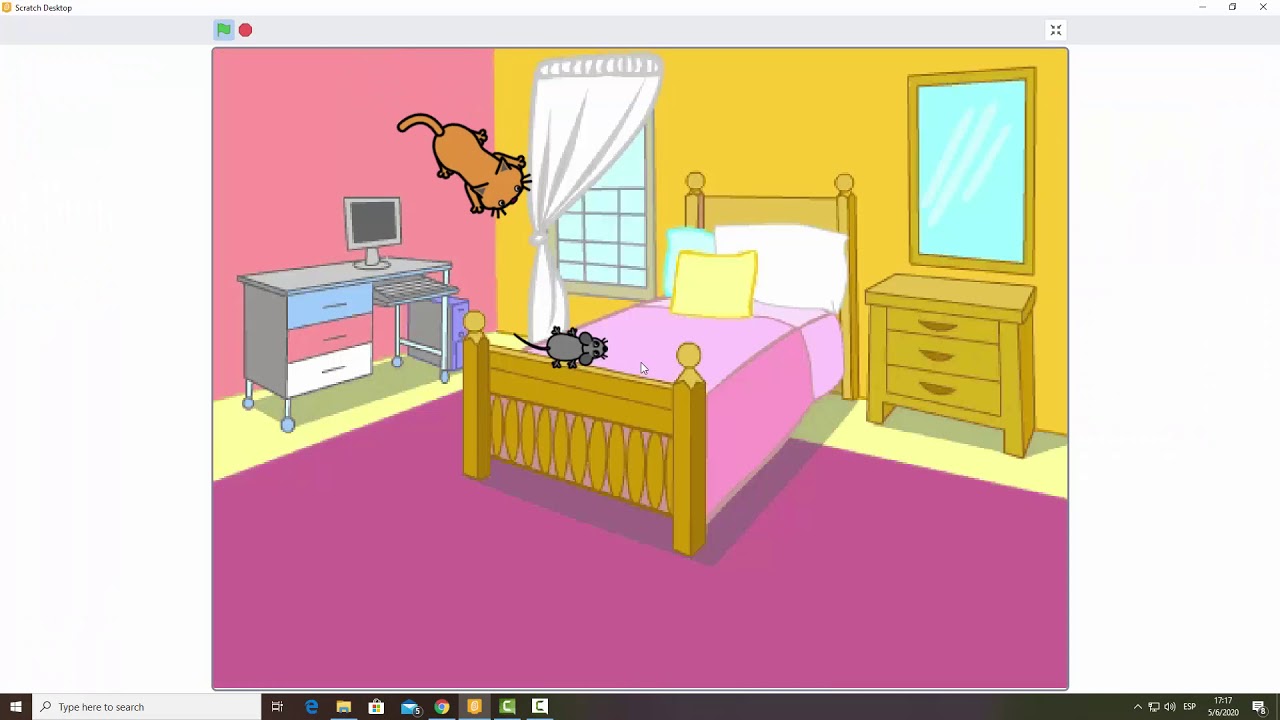 Interacción entre personajes del juego - Cambios de Fondo - Repeticiones en Scratch