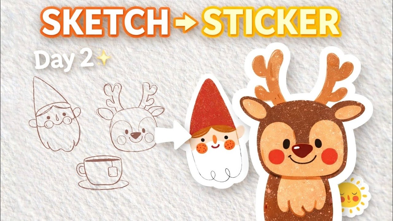 Color With Me | Cozy Sticker Aesthetic | ASMR Transforming Sketches into Stickers (No Talking)