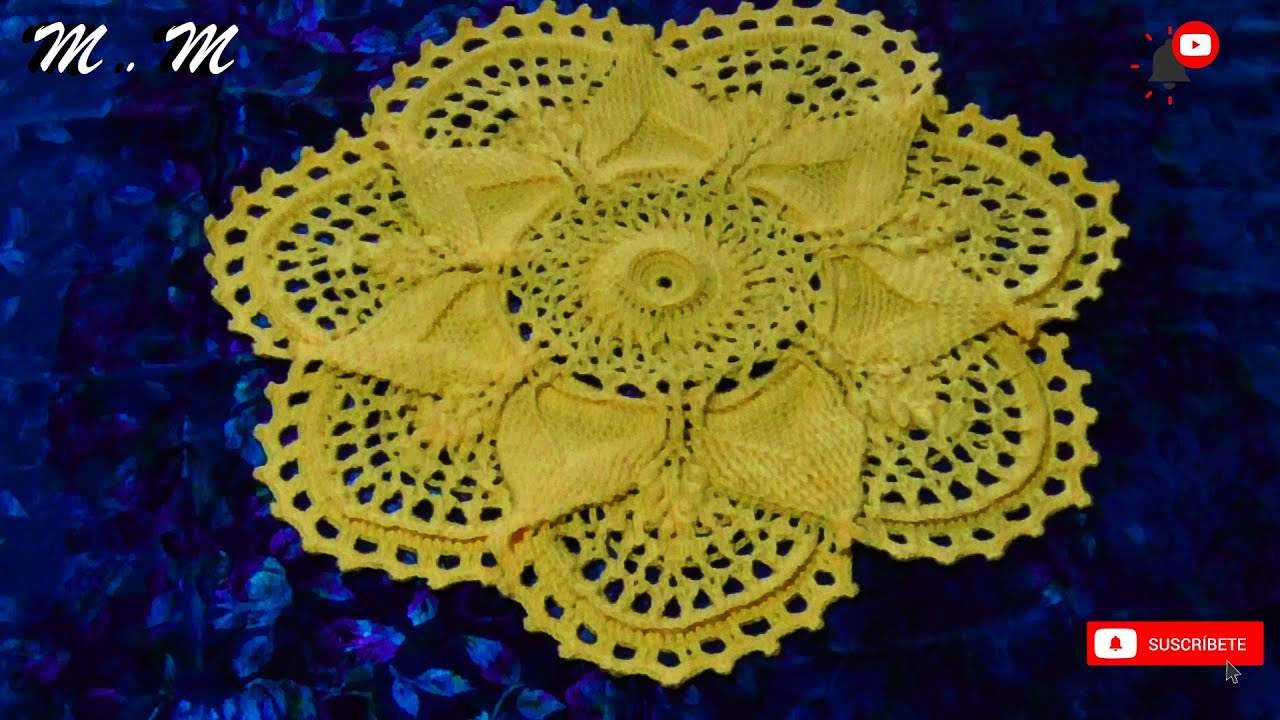 TAPETE AMARILLO 7 CURVAS TEJIDO A CROCHET PASO A PASO (PARTE 1)| MANUALIDADES MARTINA
