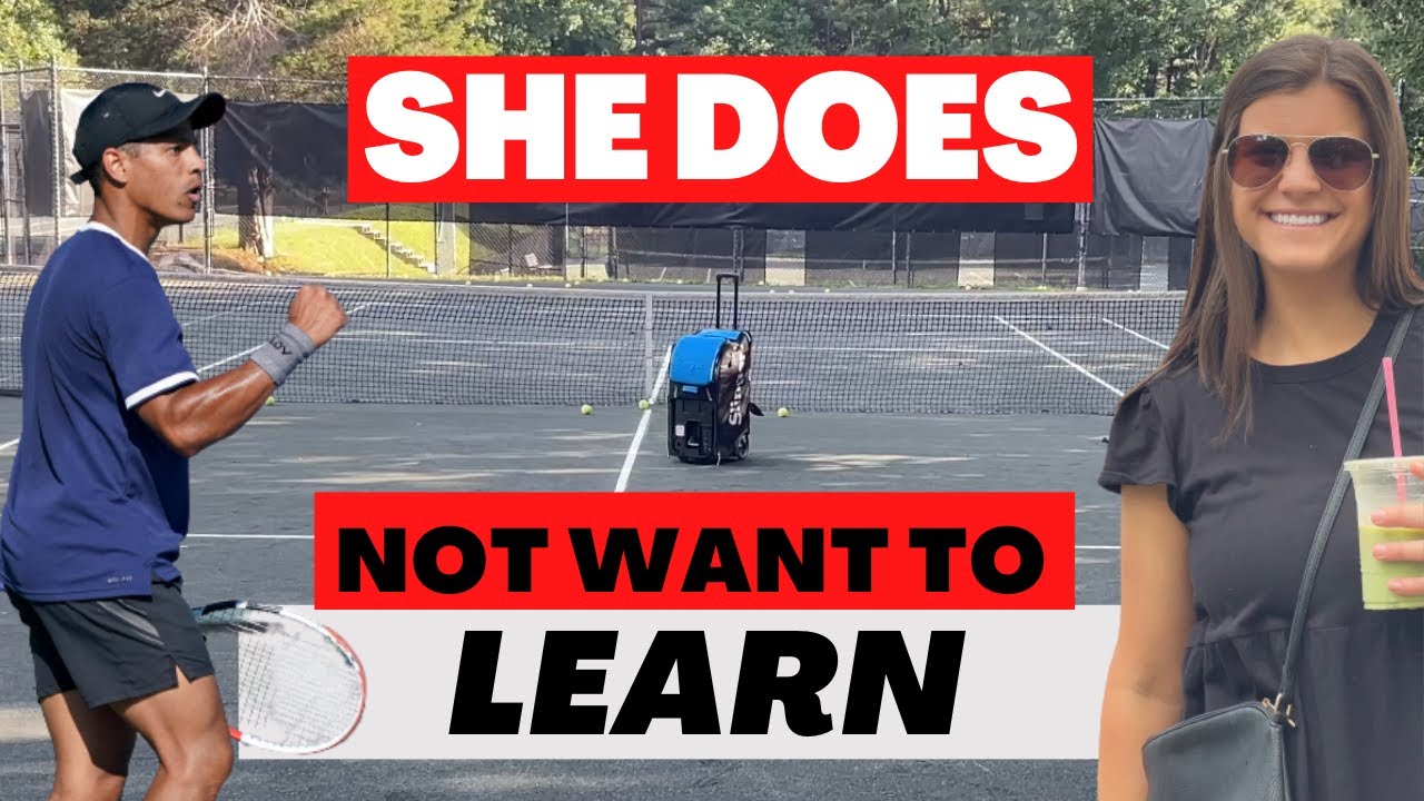 Trying to teach my GF how to play tennis
