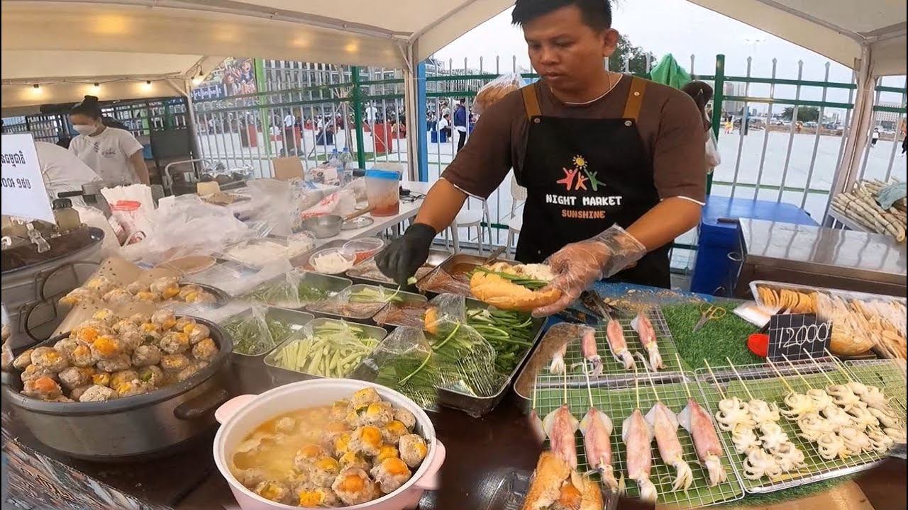 Best Yummy Street Food @Night Market in Phnom Penh | Cambodian Street Food