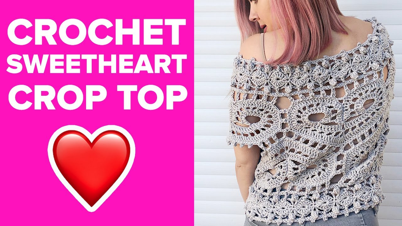 CROCHET SWEETHEART CROP TOP FREE PATTERN/CROCHET TOP/CROCHET HEART TOP/CROCHET CASUAL TOP