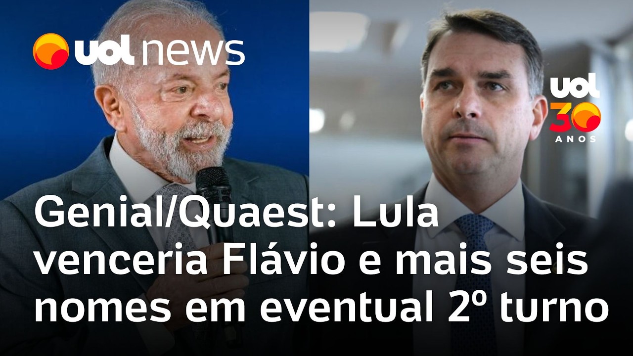Lula venceria Flávio Bolsonaro e mais seis nomes em eventual 2º turno, diz pesquisa Genial/Quaest