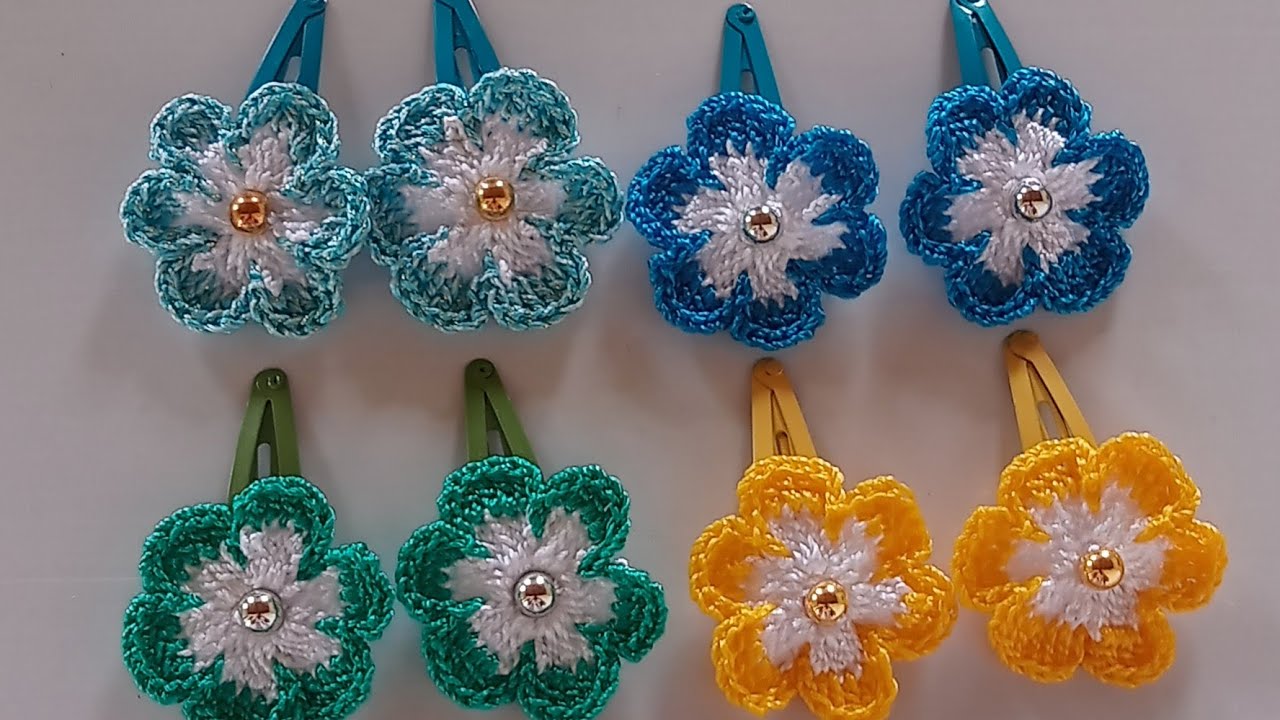 PRENDEDOR DE CABELO COM FLOR DE CROCHÊ 🌺 | PASSO A PASSO - Valdenete crochê artes e reciclagem