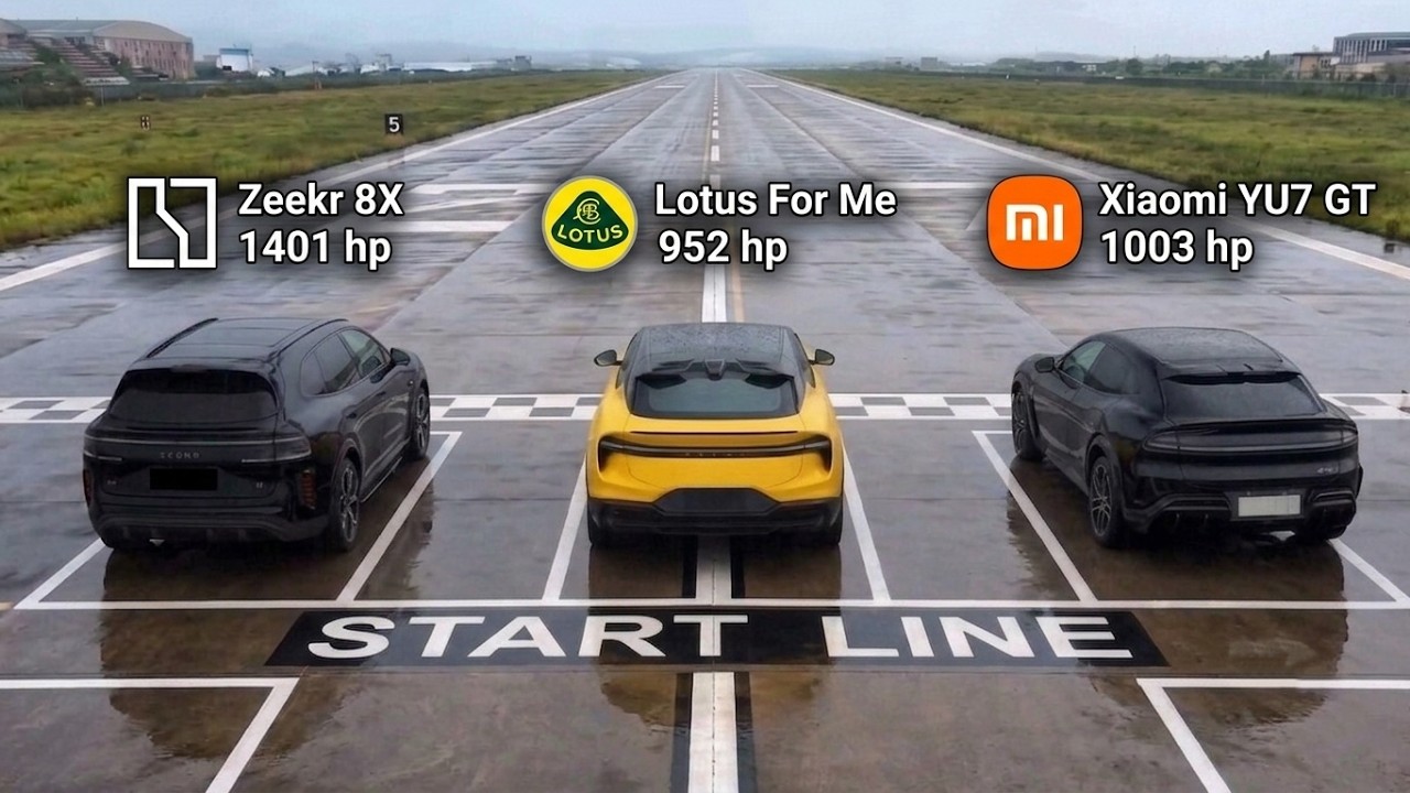 Zeekr vs Xiaomi vs Lotus &mdash; ДРАГ 400 и 1000 м! Кто кого?