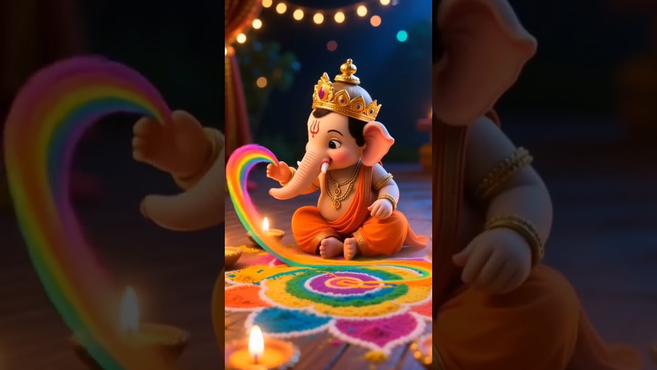 Bal Ganesha Ki Magical Rangoli ✨Diwali Special Short Video💕