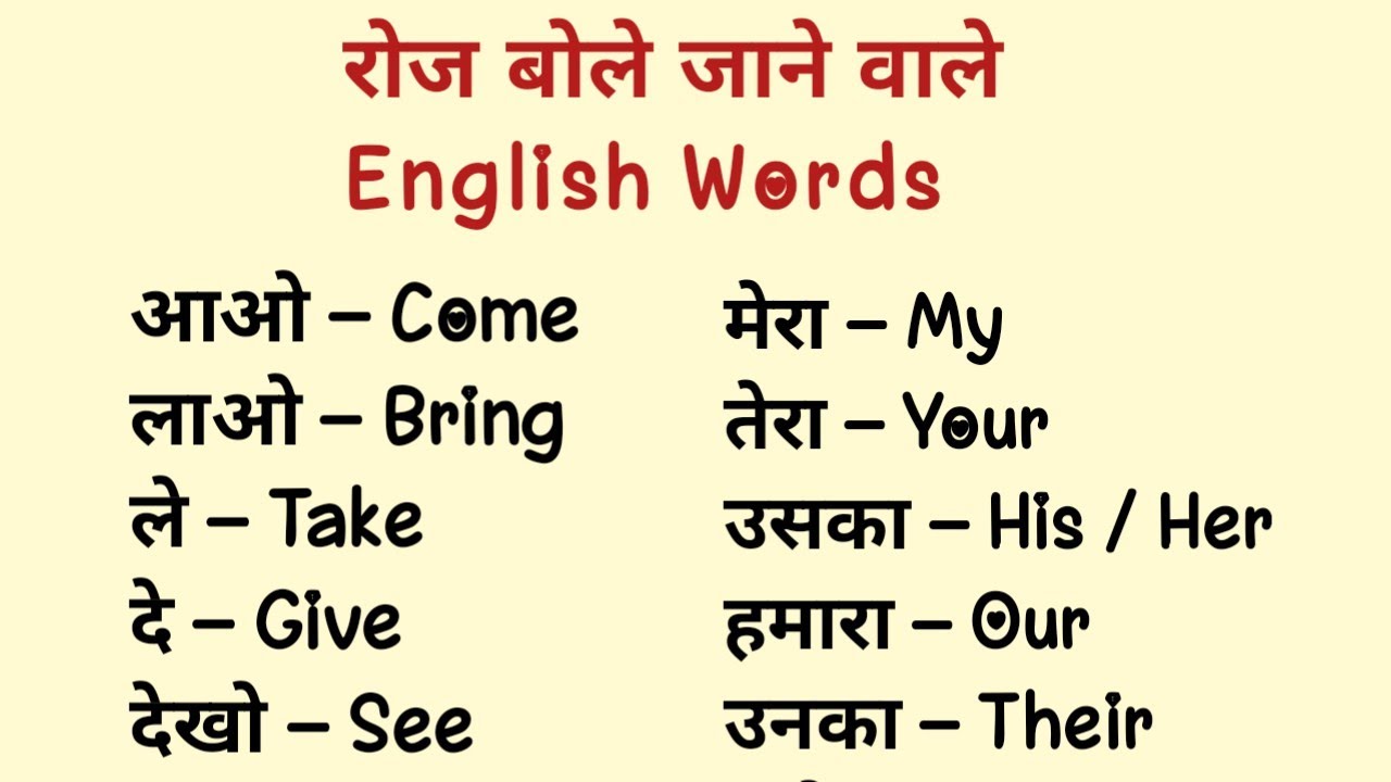 रोज बोले जाने वाले शब्द/ENGLISH WORD IN HINDI/ BASIC ENGLISH/HINDI SE ENGLISH WORD/ ENGLISH SHIKHO