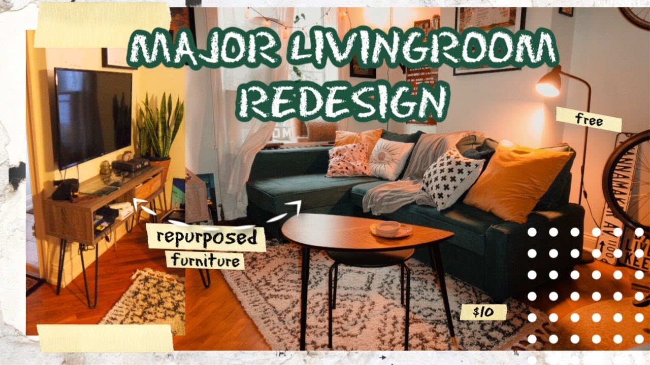 Budget Small Livingroom Redesign! Re-purposing Existing Furniture! ☃