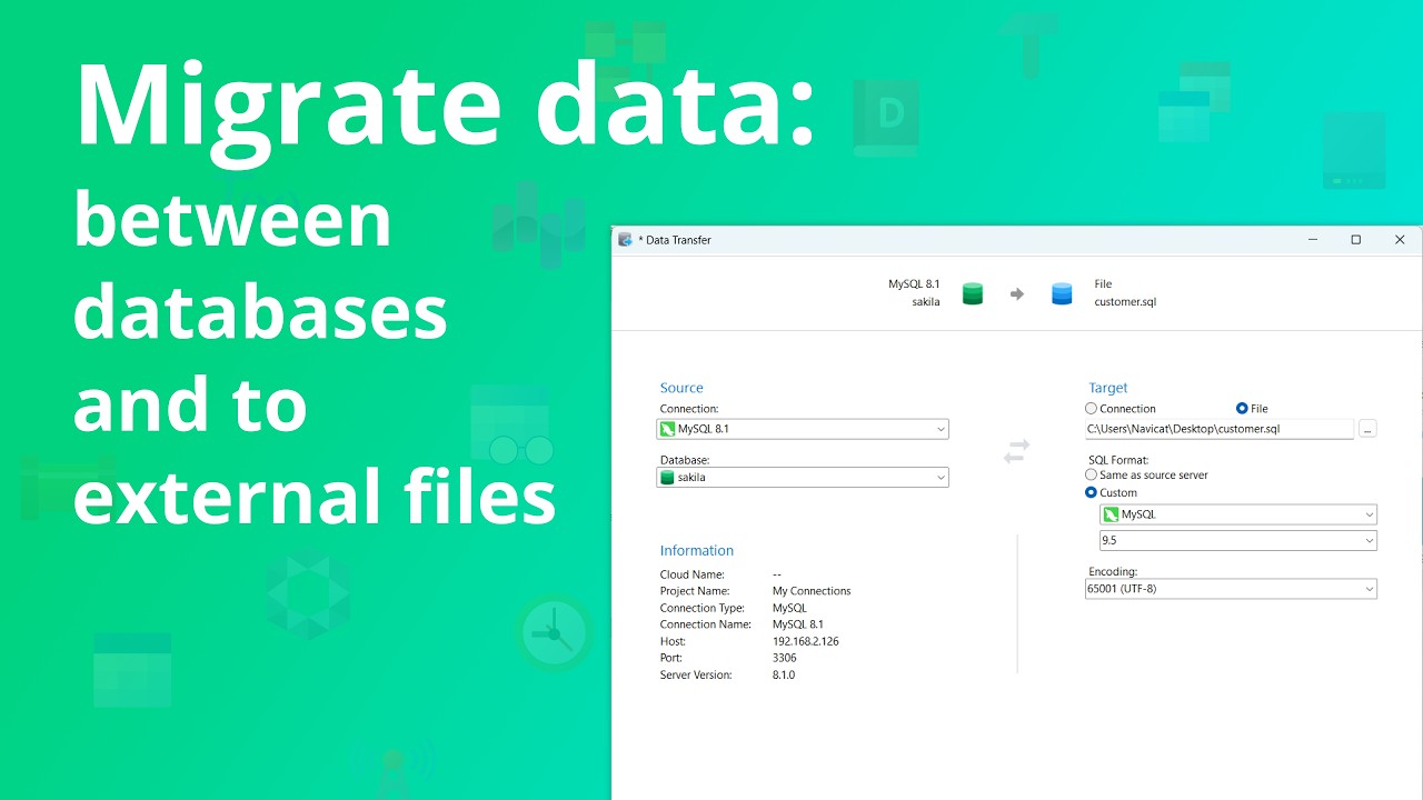 How to migrate data: between databases and to external files?