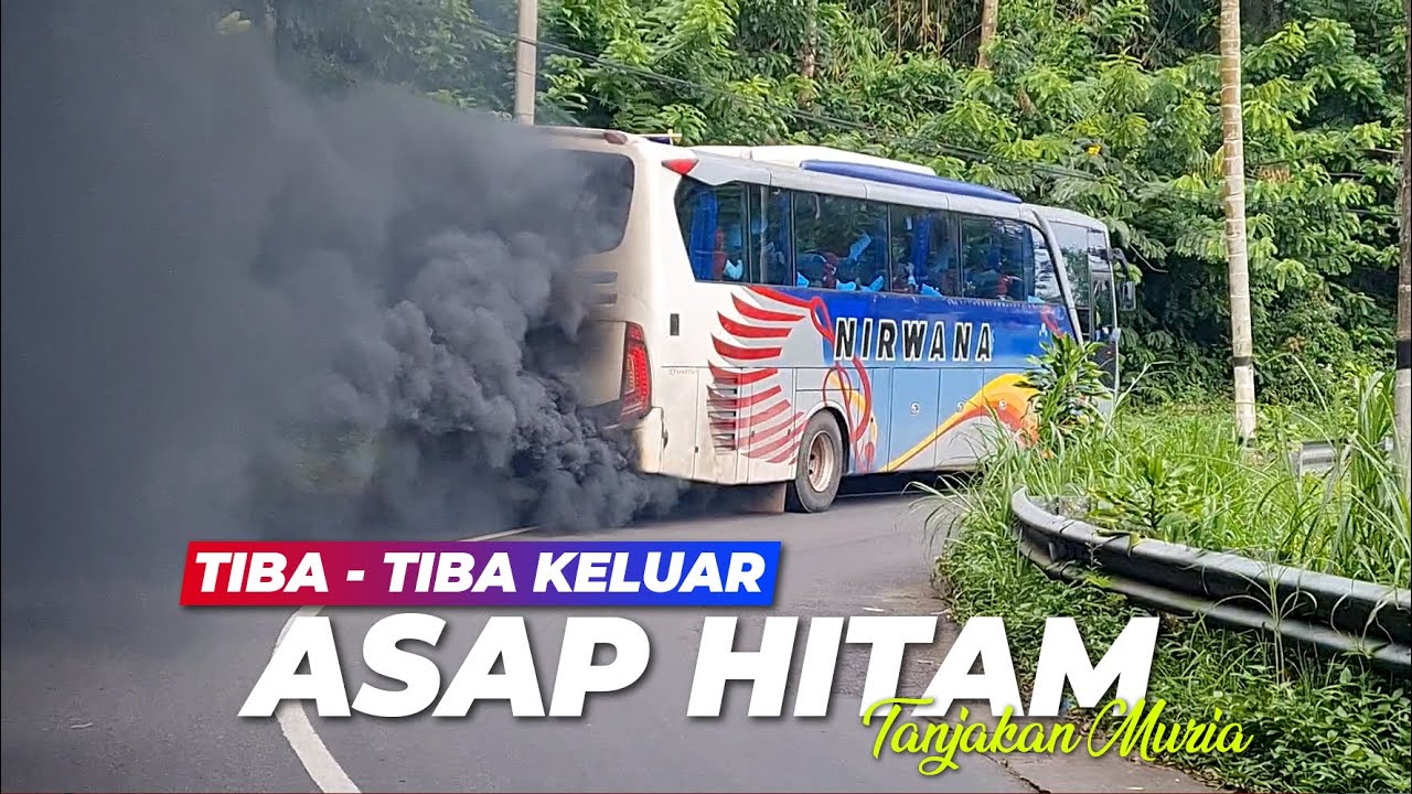 MENEGANGKAN 😱 bus parwis Keluar Asap hitam Pekat di tanjakan Muria