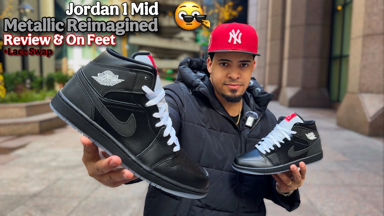 Jordan 1 Mid “SE” Black Metallic Reimagined - Review & On Feet + Lace Swap