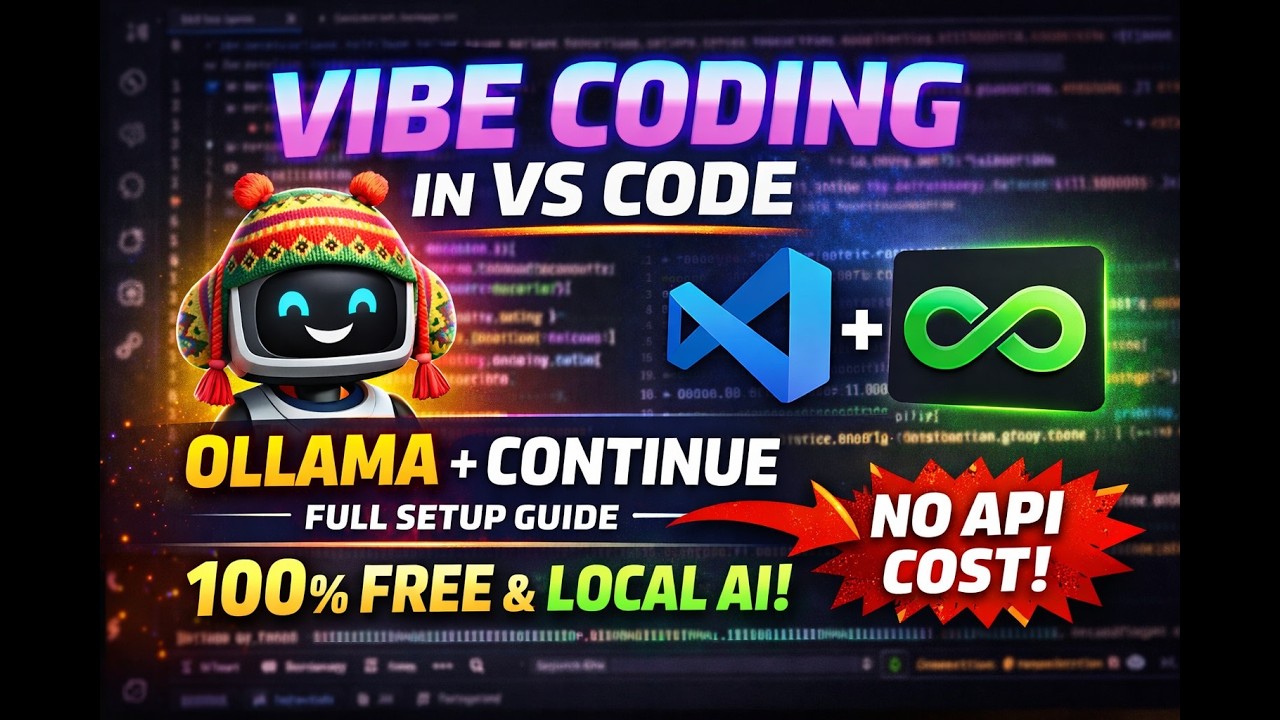 Vibe Coding in VS Code for FREE 🚀 | Ollama + Continue Extension Full Setup Guide (No API Cost!)