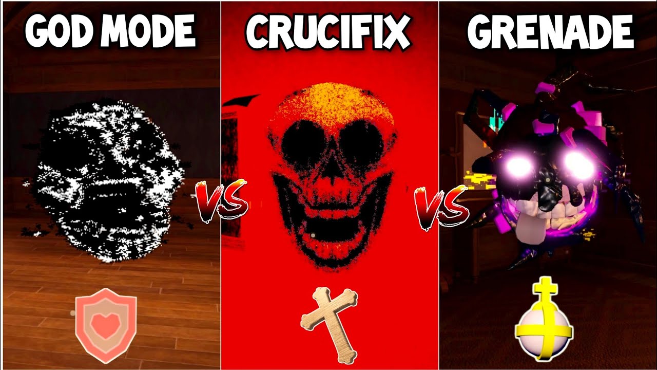DOORS All Enemies vs God Mode vs Holy Grenade vs Crucifix