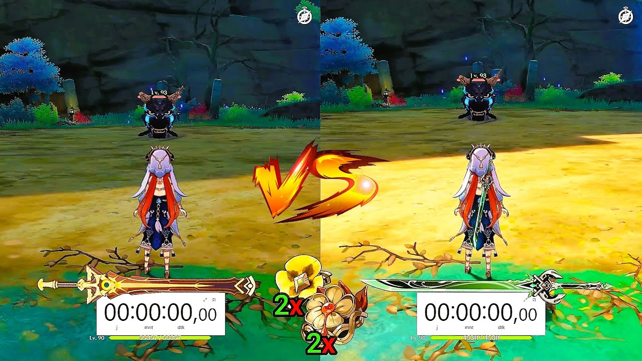 Nilou Primordial Jade Cutter vs Key of Khaj-Nisut! Bountiful Cores (Super Bloom) GAMEplay Comparison