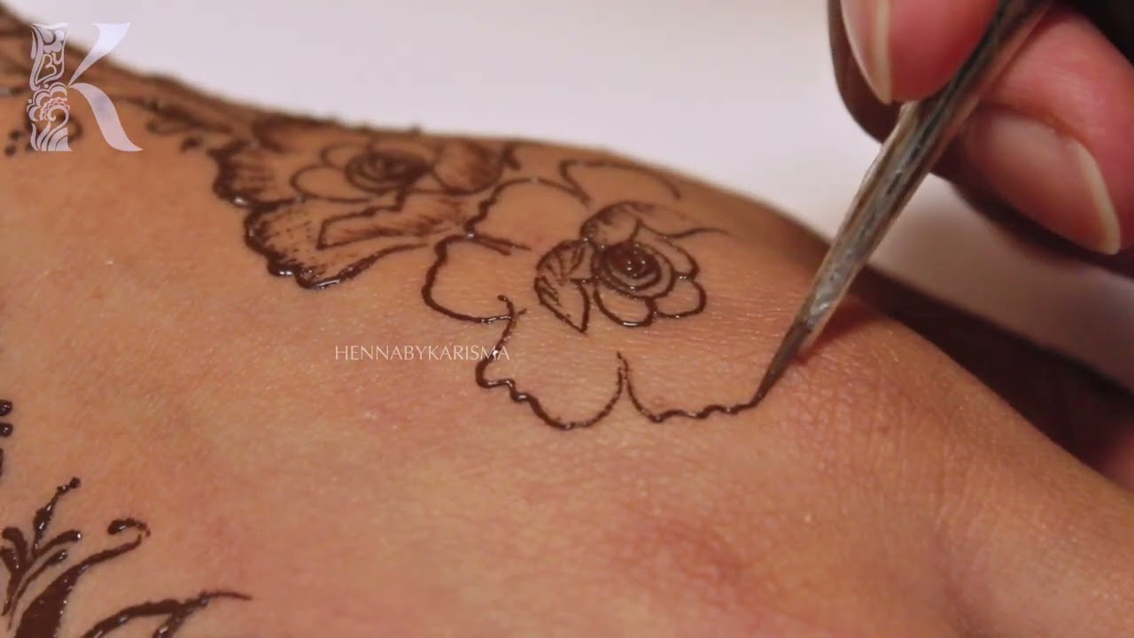 Elegant Double Strip Floral Mehndi ✨ Easy Acrylic Practice (ASMR Style / No VO)