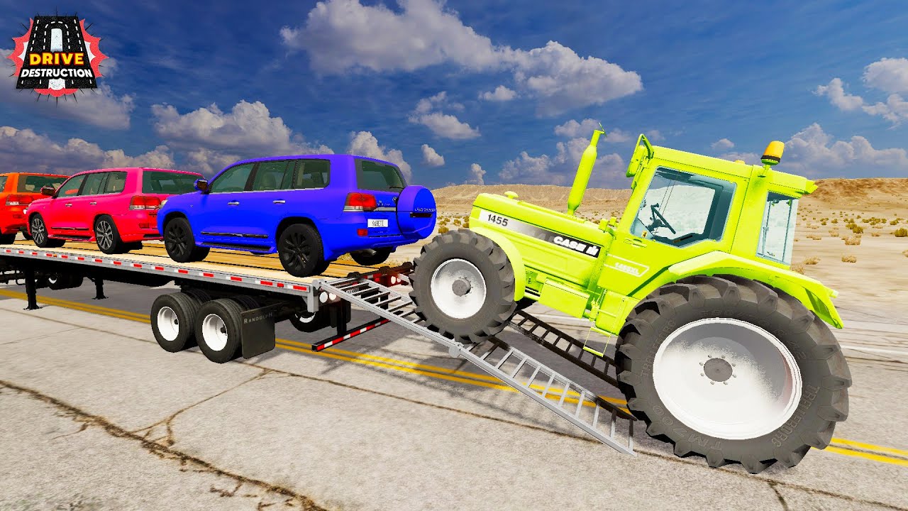 Flatbed Truck Mcqueen | Transportation with Truck - Pothole vs Car #46 - BeamNG Drive