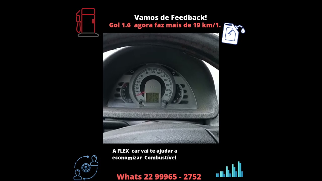 Kit Flex car . Gol 1.6. media de economia  de 19 km / &aacute; 22 km /1.