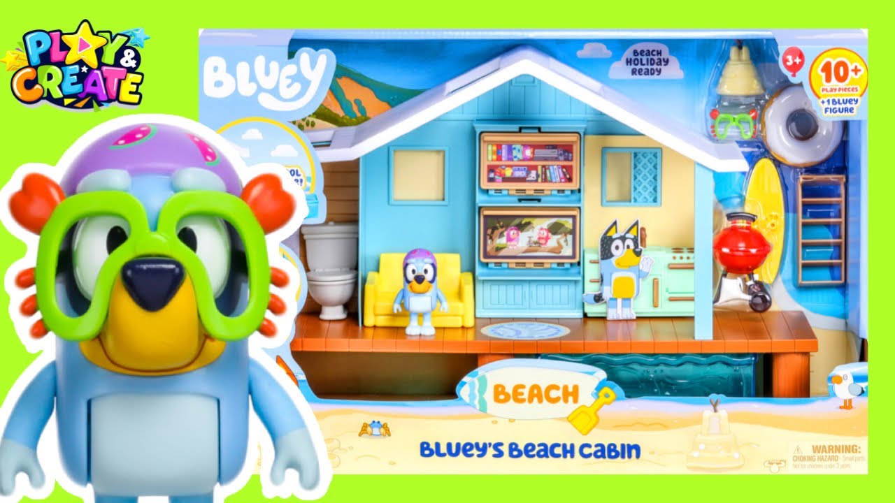 Bluey's Beach Cabin Toy! Pretend Play with Bluey Toys | Play & Create