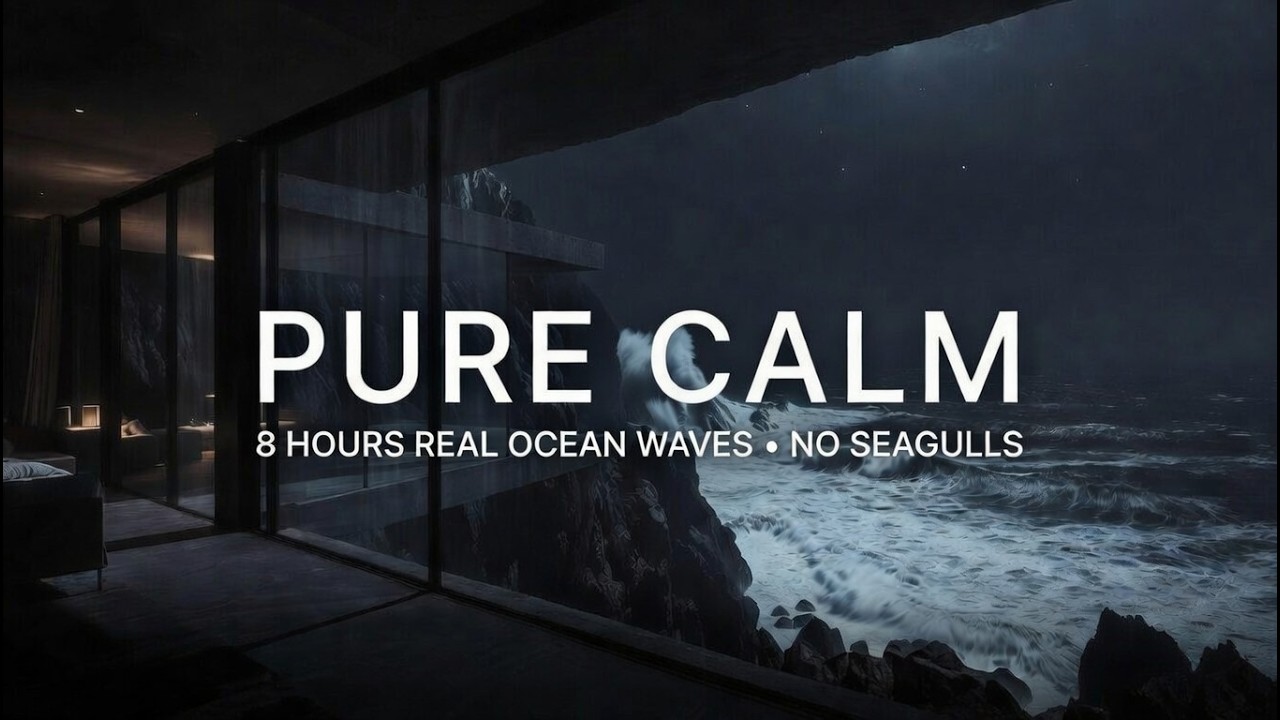 Real Ocean Waves 8 Hours | Dark Screen Sleep Sounds (Rocky Coast, No Seagulls)