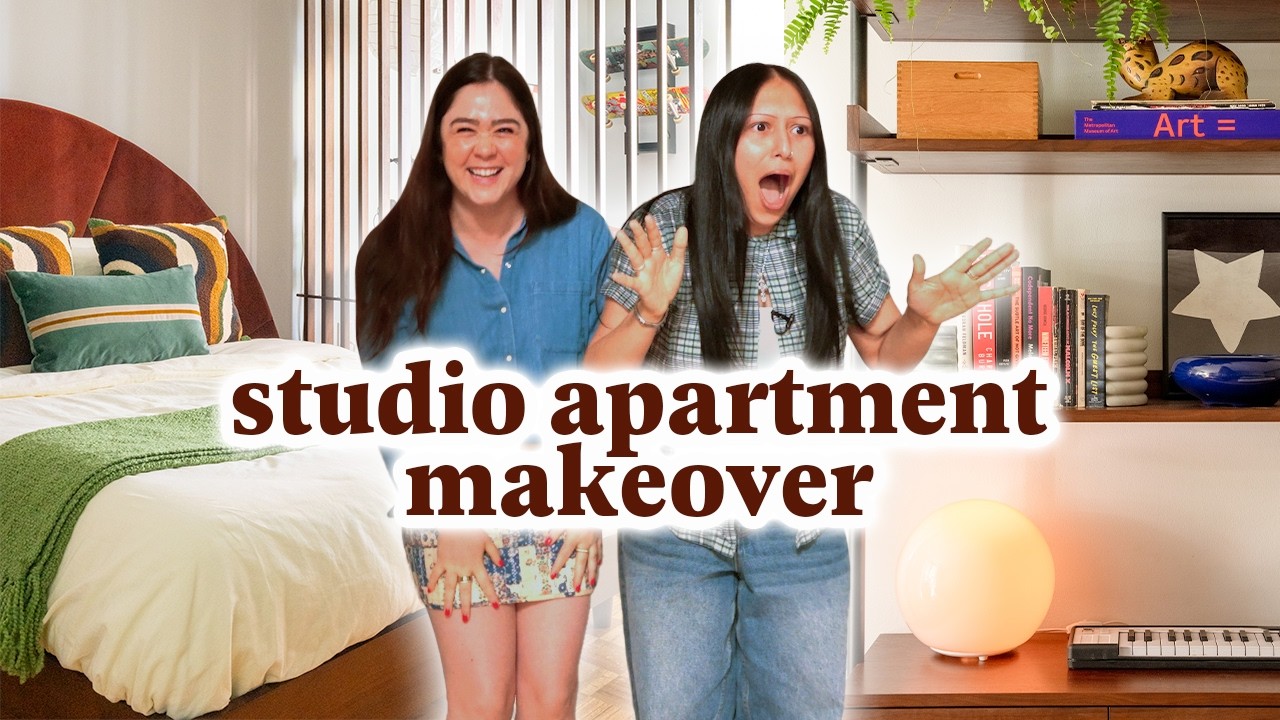 *EXTREME* 183 Sq Ft Studio Apartment Makeover | Retro Mid-Century Modern Style