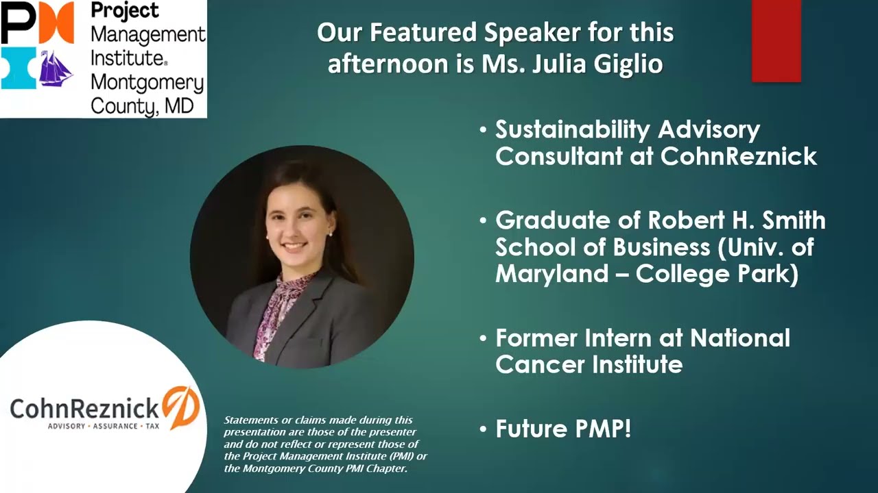 PMI-Montgomery County MD Chapter February 2026 Monthly Dinner Meeting Featuring Ms. Julia Giglio