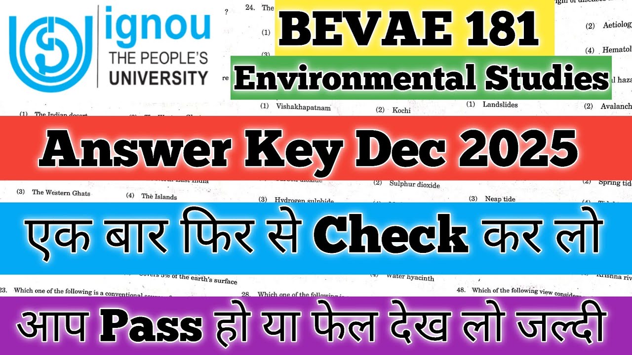 BEVAE 181 Answer Key 2026 BEVAE 181 Answer key December 2025 Exam BEVAE181 Important Questions IGNOU