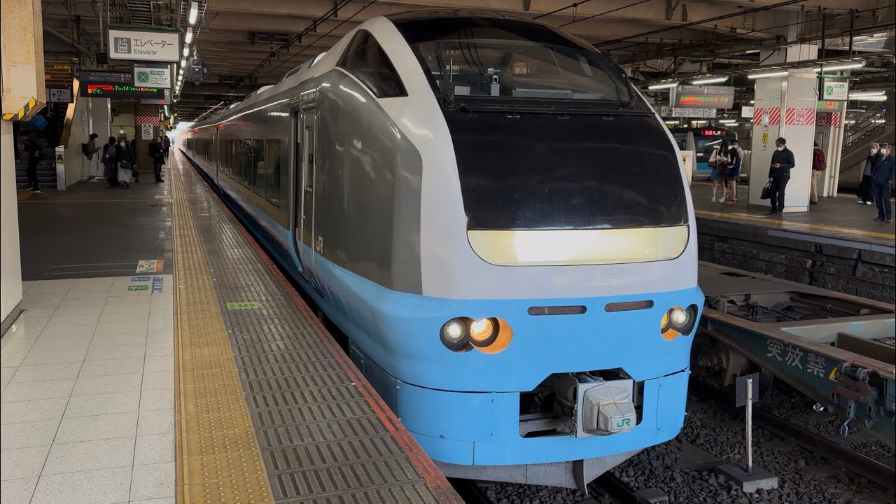 【4K高画質】【臨時特急草津・四万６２号】E653系1000番台ｶﾂK71編成（フレッシュひたち風水色塗装編成）が臨時上野行きとして大宮駅6番線に停車〜発車するシーン（9062M）2026.3.17