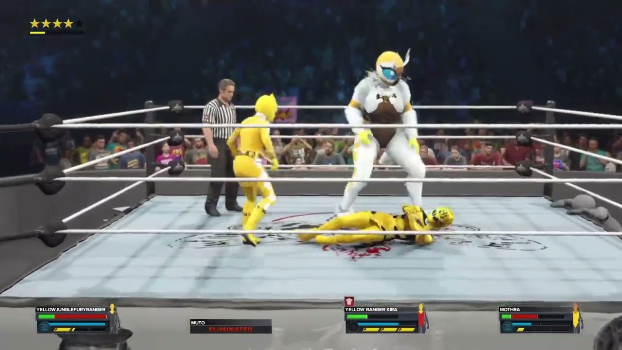 Mothra vs Muto vs Yellow Dino Ranger vs Yellow Jungle Fury Ranger WWE 2K24 (Badass-Dalty)