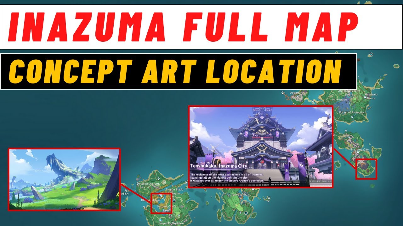 INAZUMA MAP Genshin Impact - The Location of Concept Art in Inazuma Map
