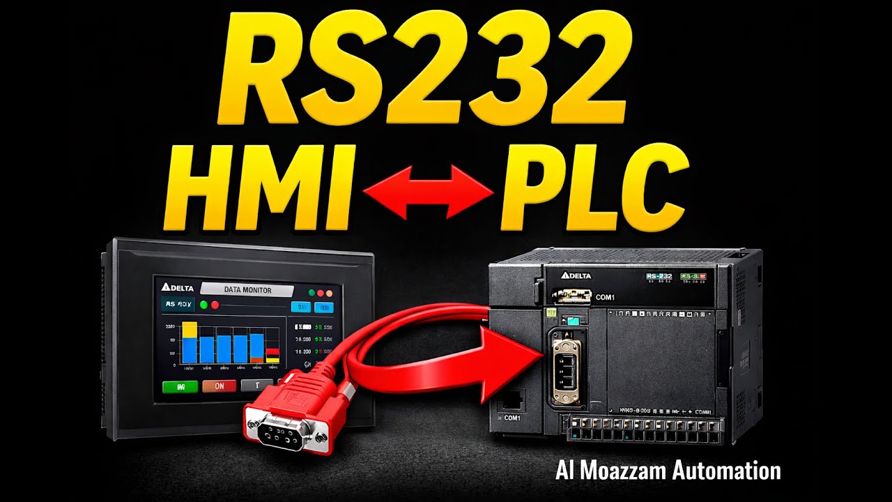 Delta HMI to Delta PLC RS232 Communication  Complete Step by Step Guide