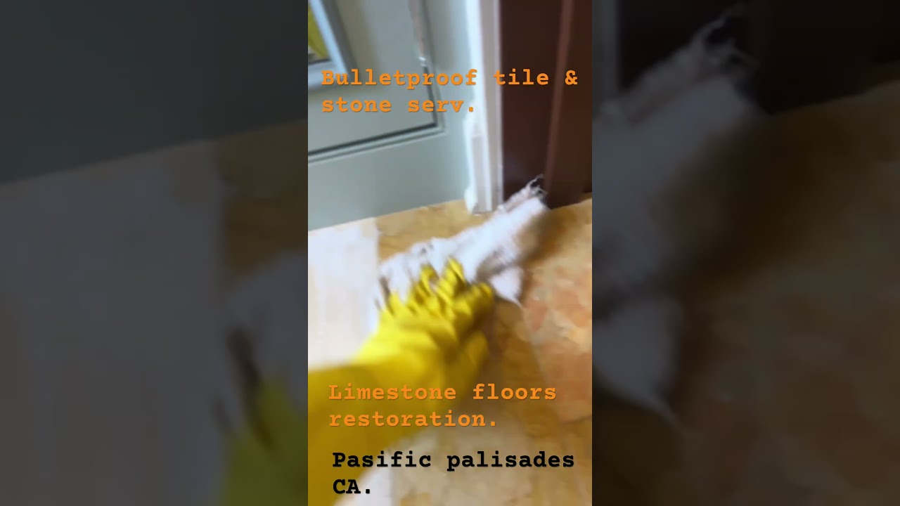 Limestone floors restoration. Detail acid wash cleaning. #youtubeshorts #stonework #construction #