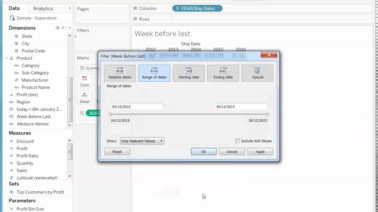 How To Create Date Calculations for Specific Date Ranges in Tableau