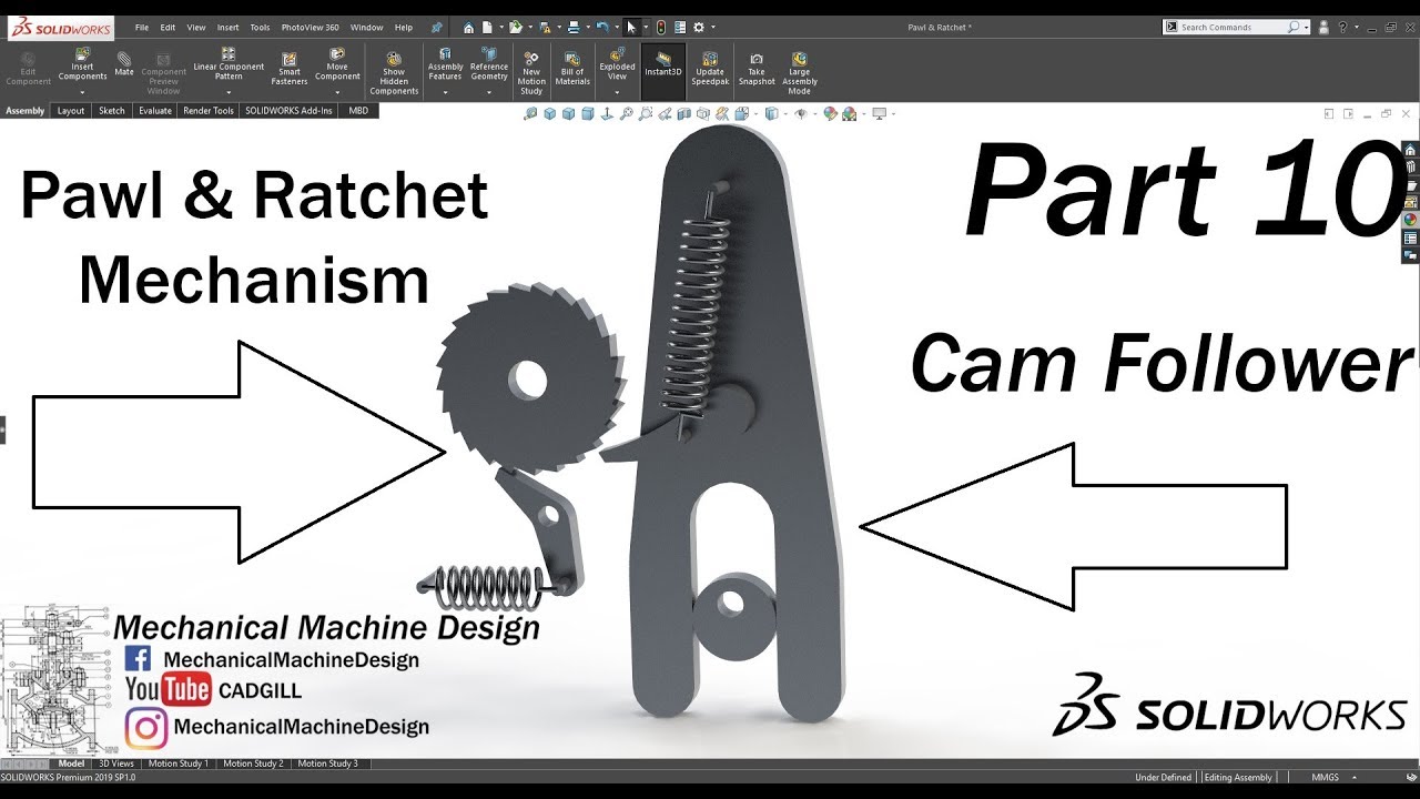 Mechanism Part 10 - Pawl & Ratchet Mechanism Modeling & Simulation