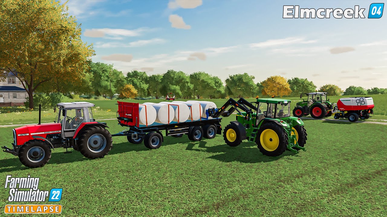 Farming Simulator 22🔸Elmcreek #04🔸Doing a Baling Contract. Harvesting Sorghum. Building a Cow Barn