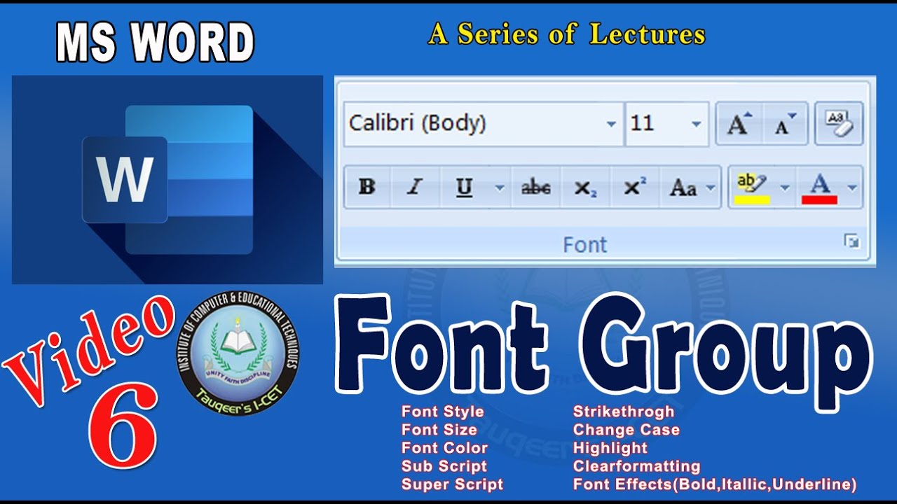 MS Word &ndash; Fonts | Font Group (font, font size, font color, bold, italic, underline etc)