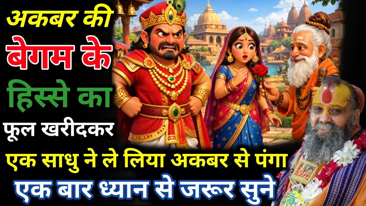 अकबर की बेगम के हिस्से का फूल खरीदकर एक साधु ने ले लिया अकबर से पंगा🤣🙏| Shri Rajendra Das Ji Maharaj