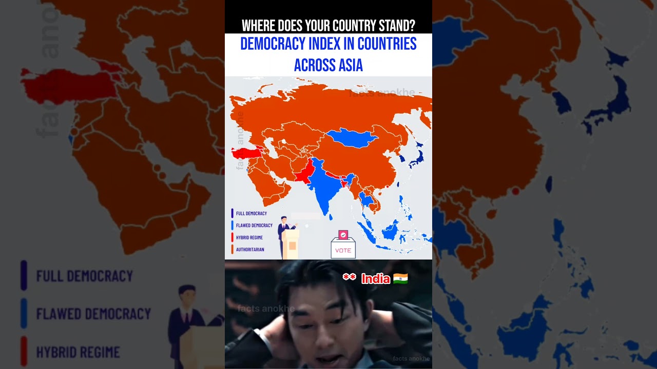 Democracy Index in Countries Across Asia 🌏🗳️ | Freedom vs Control 🤐 #shorts