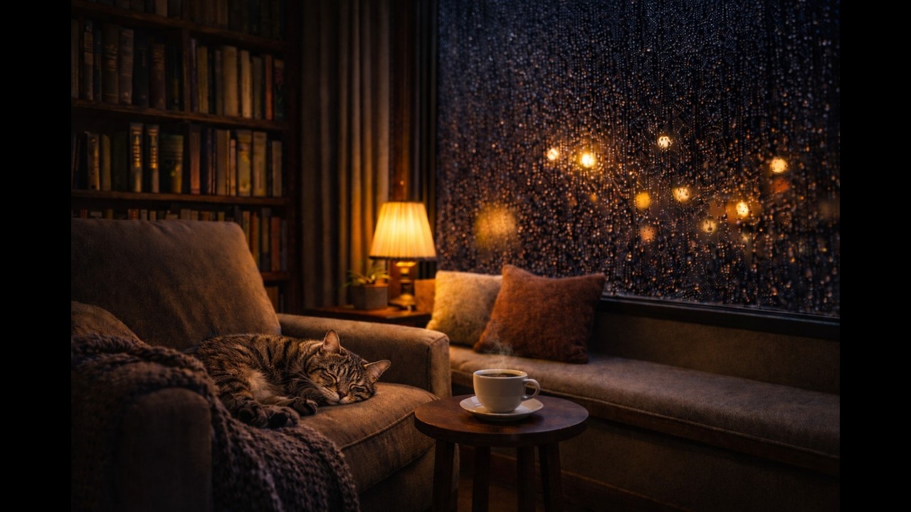 Rainy Night Reading Book 🌙 Cozy Rain Sounds for Sleep | Soft Evening