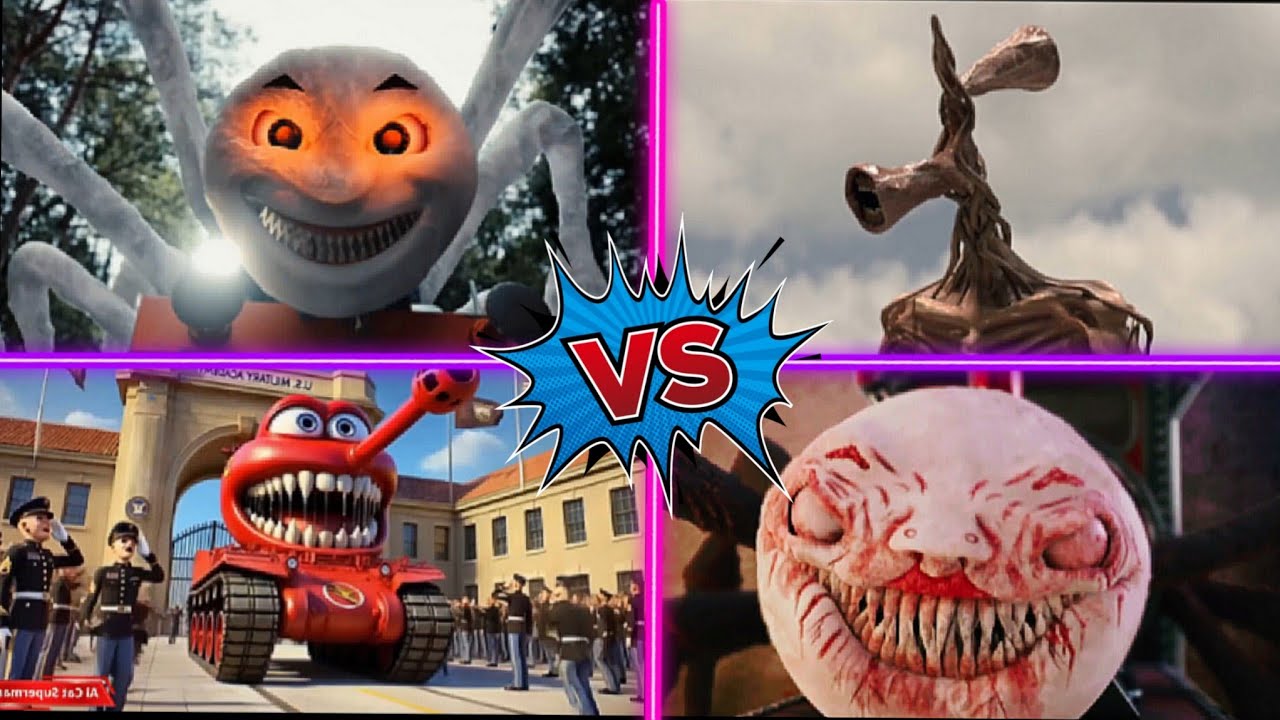 Ultimate Monster Showdown: Siren Head vs McQueen Tank vs Spider Train