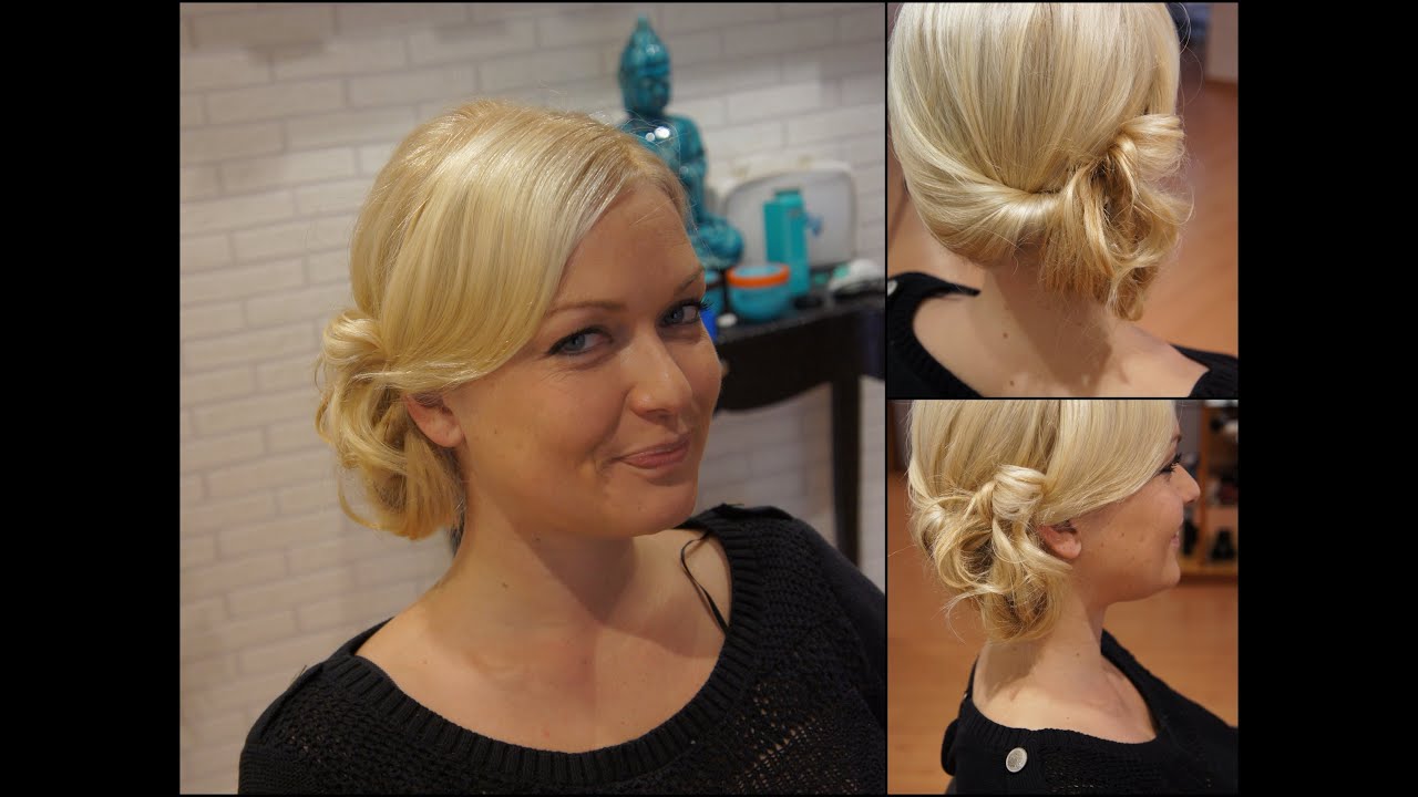 COMO HACER UN RECOGIDO LATERAL - Side swept rolled updo hairstyle for medium hair
