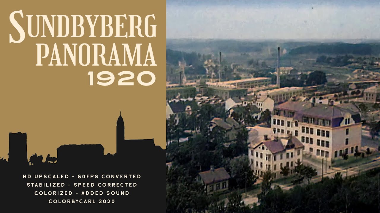Sundbyberg panorama 1920 in HD Color w/ Sound