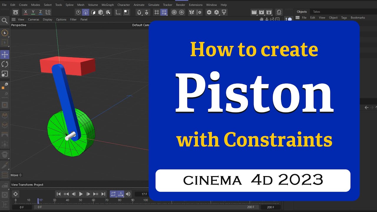How to create a Piston using Constraints in Cinema 4D 2023 @MaxonVFX ​