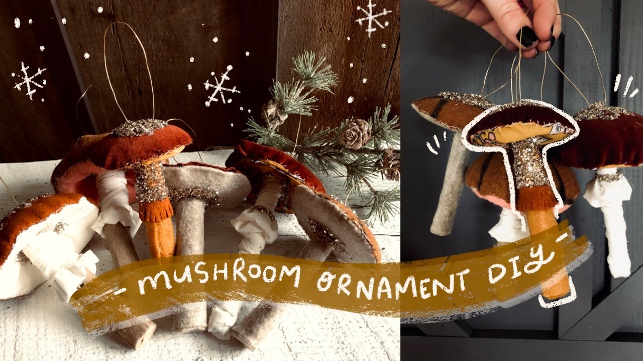 DIY Boho Mushroom Christmas Ornaments/ How To Make Velvet Mushrooms