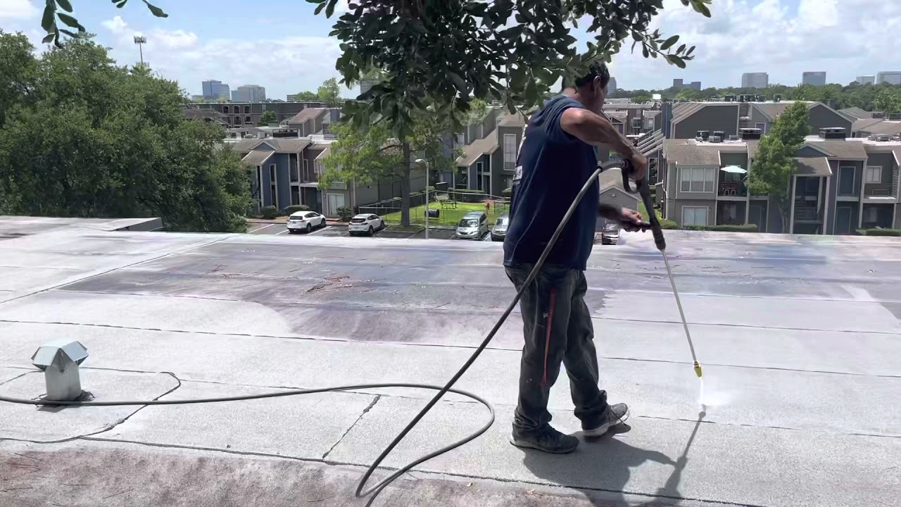 Flat roof cleaning , roof coating