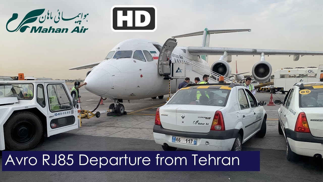 Mahan Air Avro RJ85 FULL Taxi & Take-Off from Mehrabad, Tehran - Isfahan, Iran