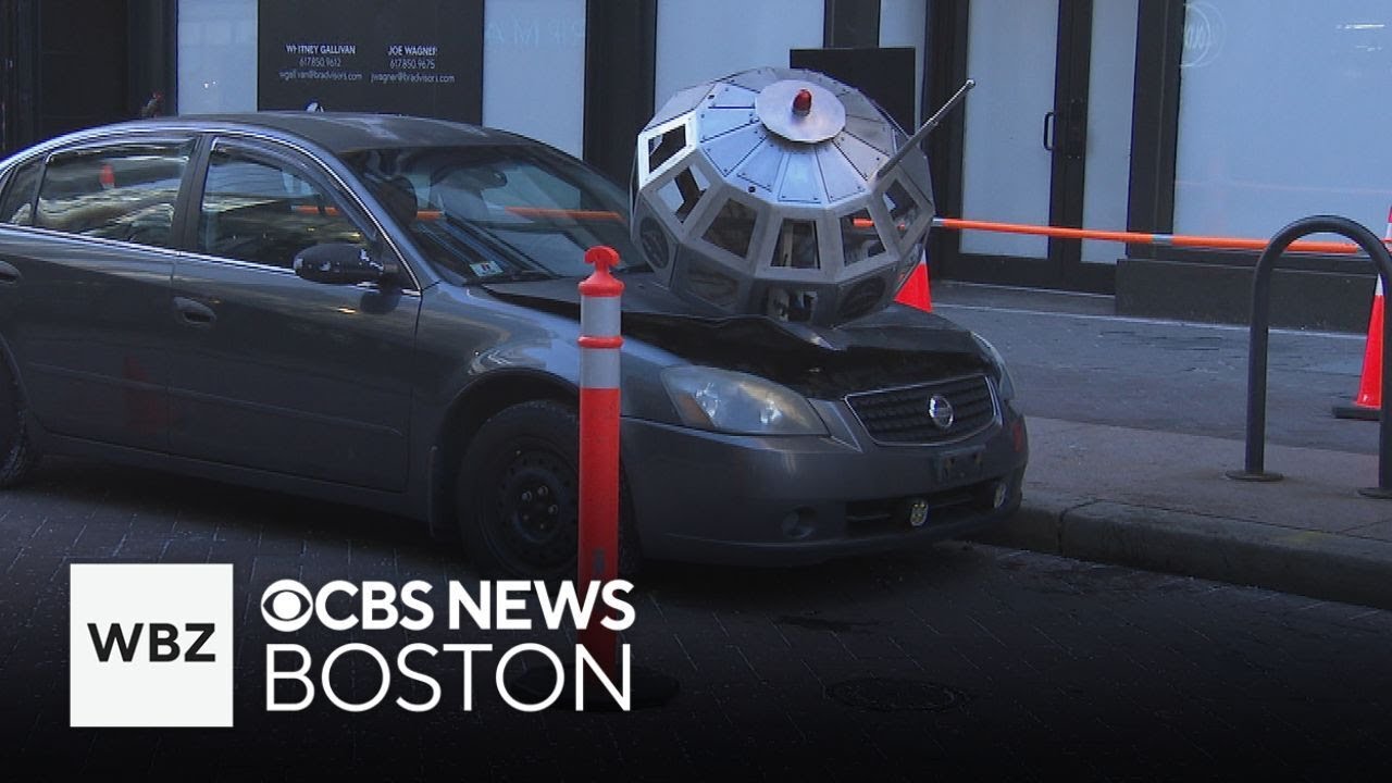 Replica fallen satellite in Boston part of art installation